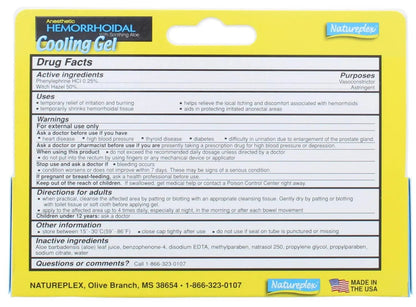 Natureplex Anesthetic Hemorrhoidal Cooling Gel 0.9 oz (2 Pack) – Witch Hazel & Phenylephrine, Soothing Aloe Formula for Temporary Itching, Burning & Swelling Relief - Made in USA - dailyvitalstore