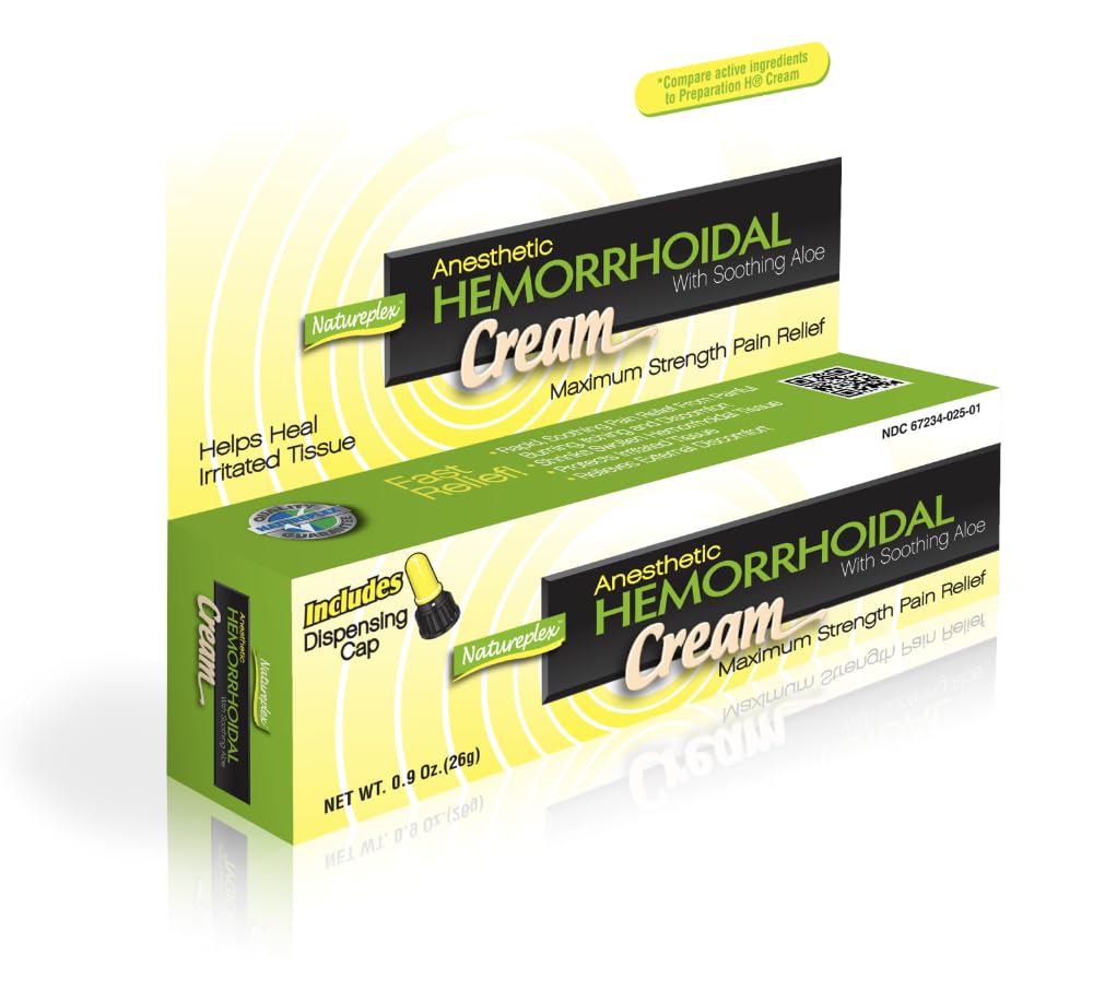 Natureplex Hemorrhoidal Cream 0.9 oz – Phenylephrine 0.25% & Pramoxine 1% Anesthetic Blend to Help Relieve Itching, Burning & Soreness - Made in USA - dailyvitalstore