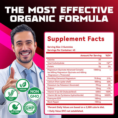 Natures Aid Magnesium Glycinate Gummies 1000mg - Sugar Free Magnesium Potassium Supplement with Vitamin D, B6, CoQ10 for Calm Mood - dailyvitalstore