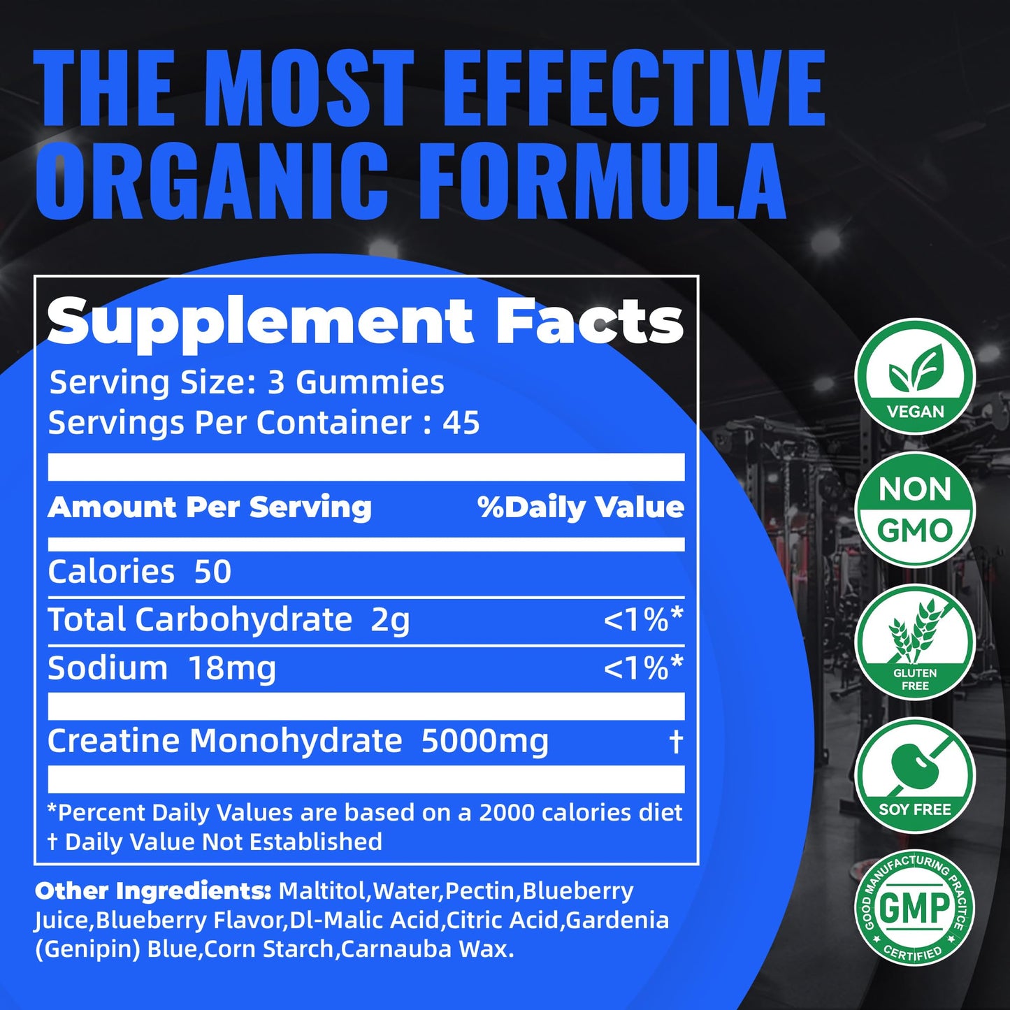 Natures Aid NSF Certified Creatine Gummy 5g - Creatine Monohydrate Gummies – Pre-Workout Energy & Muscle Growth Support for Men & Women - dailyvitalstore