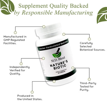 Nature’s Biotic Berberine Supplement for Daily Wellness Support with Blend of Oregano, Garlic, Vitamins C & B6, Magnesium, and Zinc, 90 Capsules (Pack of 1) - dailyvitalstore