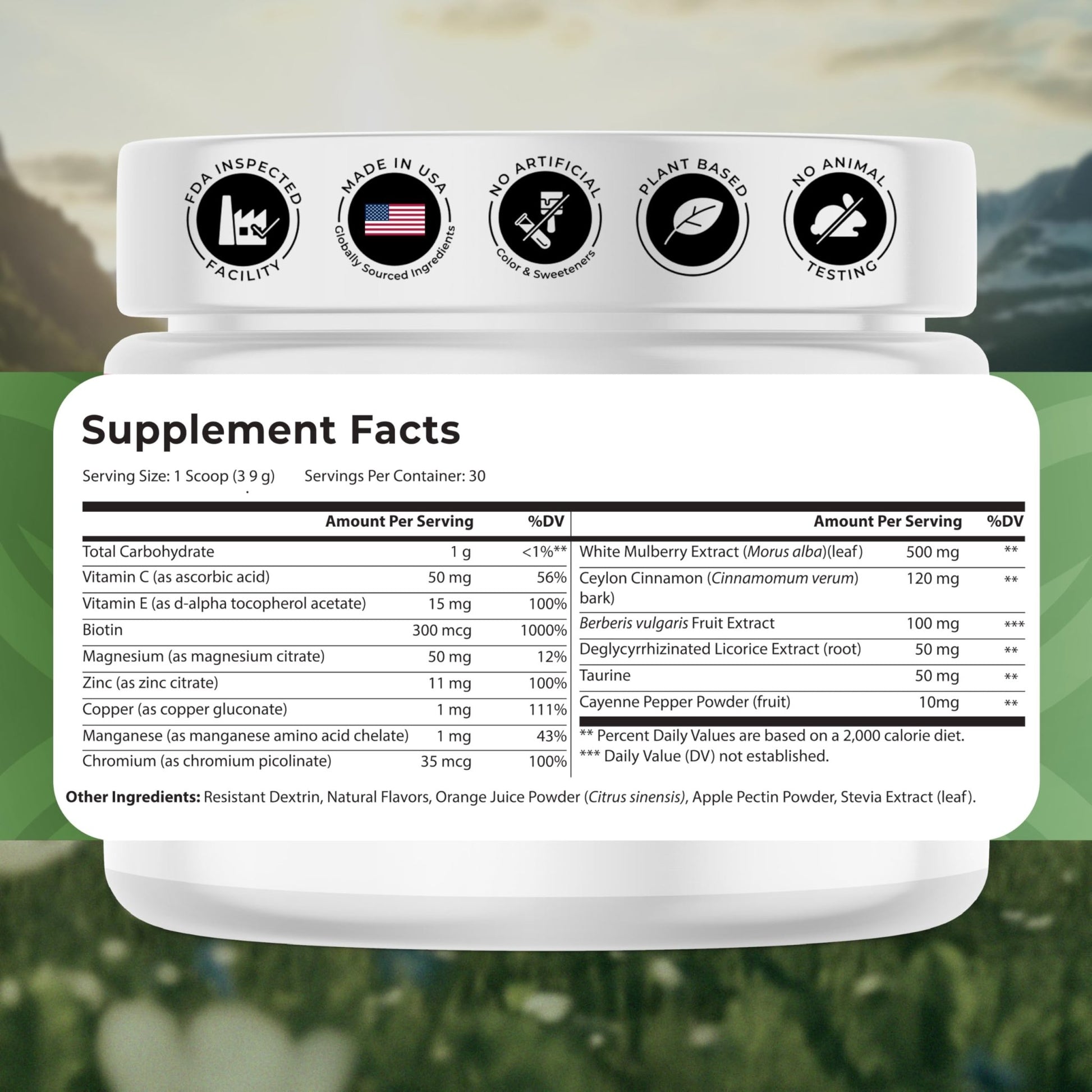 NATURES BLAST Gluco-Powder with White Mulberry Extract & Ceylon Cinnamon - Organic Metabolic Wellness Blend for Energy & Vitality, 1 Bottle - dailyvitalstore