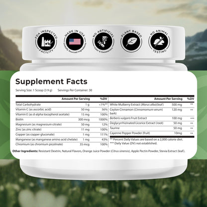 NATURES BLAST Gluco-Powder with White Mulberry Extract & Ceylon Cinnamon - Organic Metabolic Wellness Blend for Energy & Vitality, 1 Bottle - dailyvitalstore