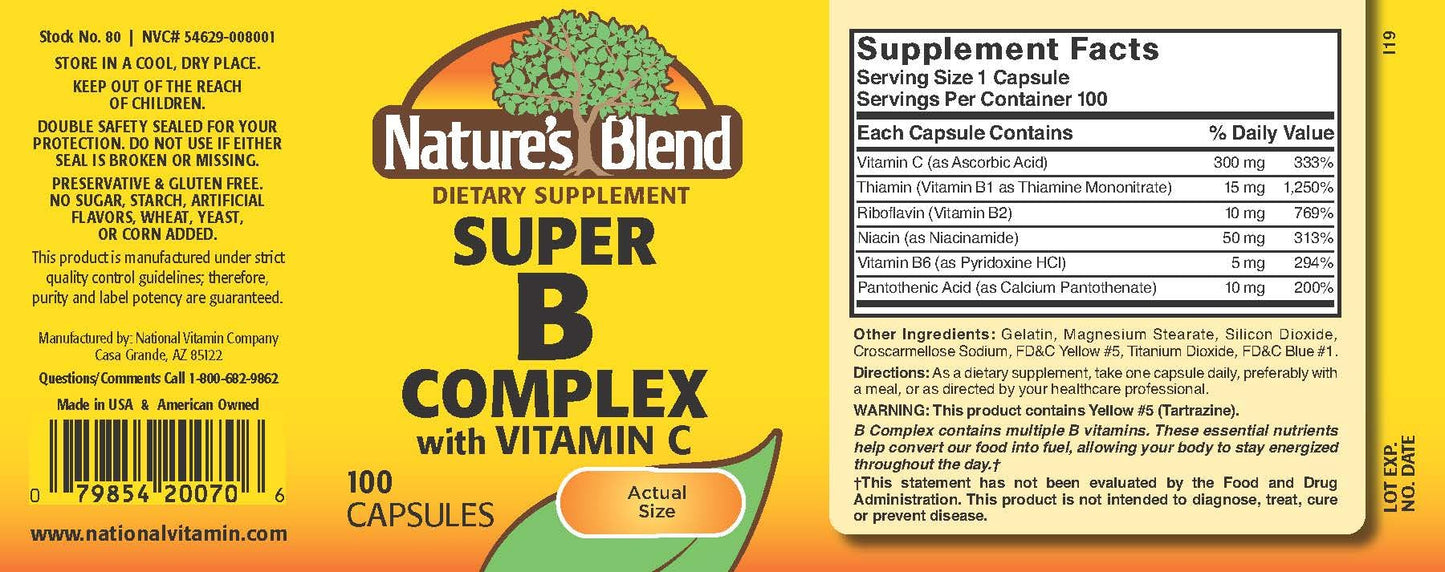 Nature's Blend Super B with C 100 Capsules - dailyvitalstore