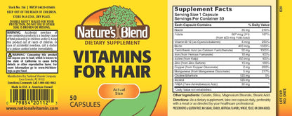 Nature's Blend Vitamins For Hair Capsules 50 Ct - dailyvitalstore