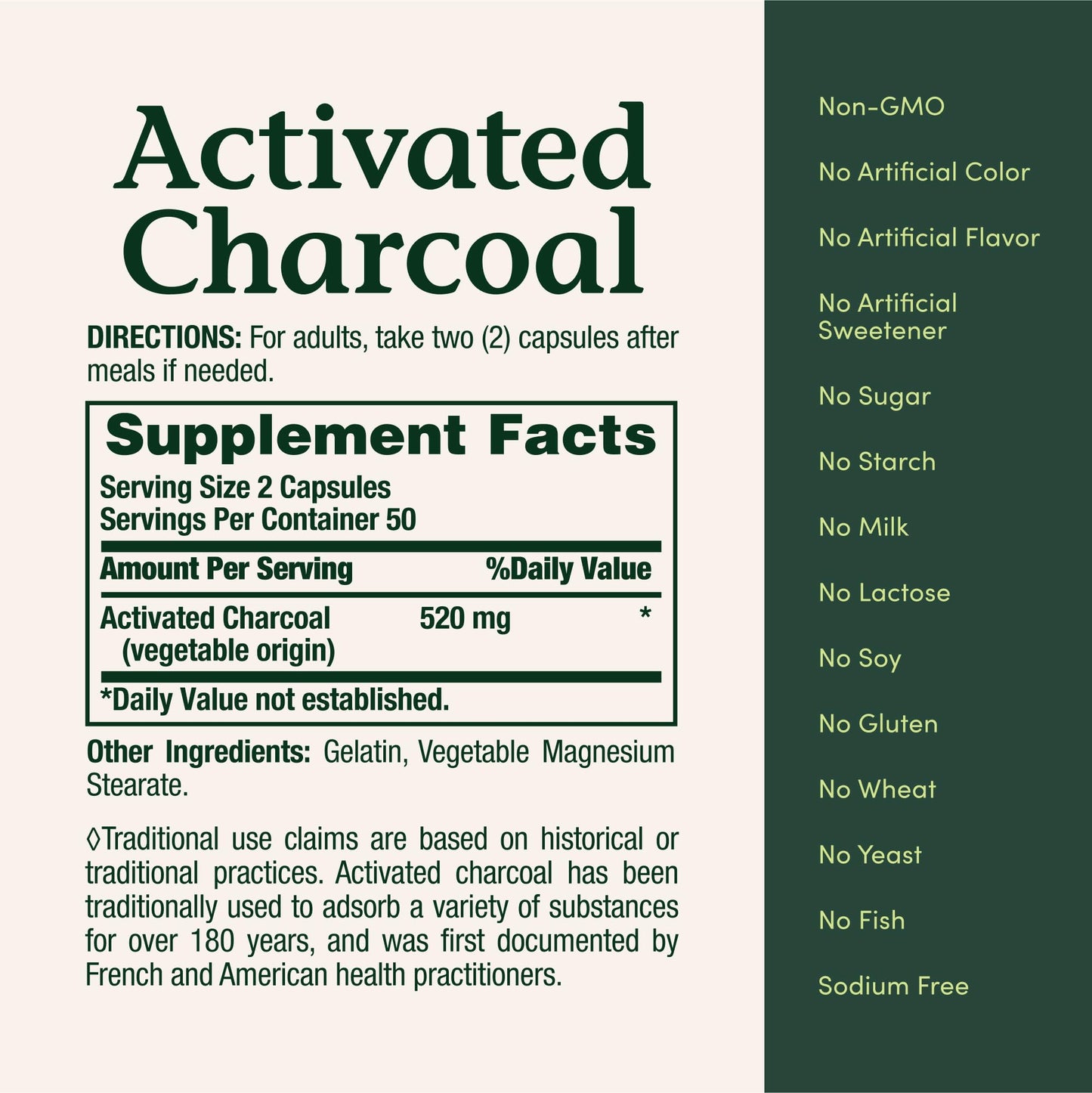 Nature's Bounty Activated Charcoal 260 mg, 100 Capsules, Dietary Supplement to Support a Healthy Lifestyle - dailyvitalstore
