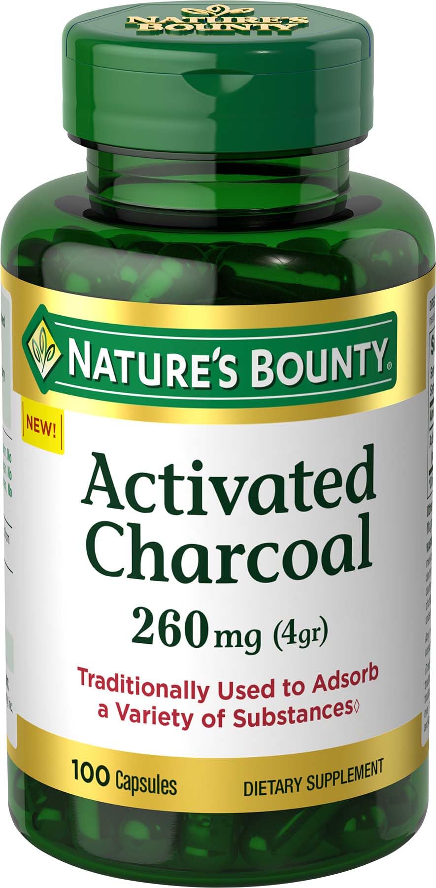 Nature's Bounty Activated Charcoal 260 mg, 100 Capsules, Dietary Supplement to Support a Healthy Lifestyle - dailyvitalstore