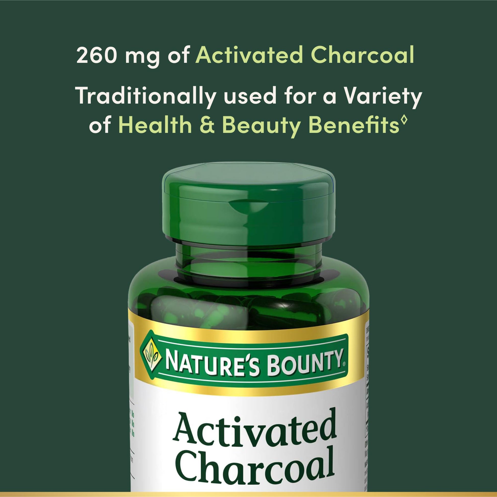 Nature's Bounty Activated Charcoal 260 mg, 100 Capsules, Dietary Supplement to Support a Healthy Lifestyle - dailyvitalstore
