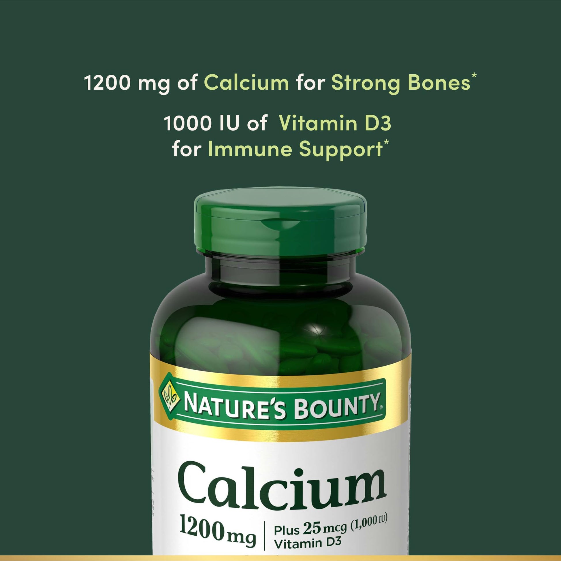 Nature’s Bounty Calcium 1200 mg with Vitamin D3, Bone Health & Immune Support, Vitamin D3 1000 IU, 220 Softgels - dailyvitalstore
