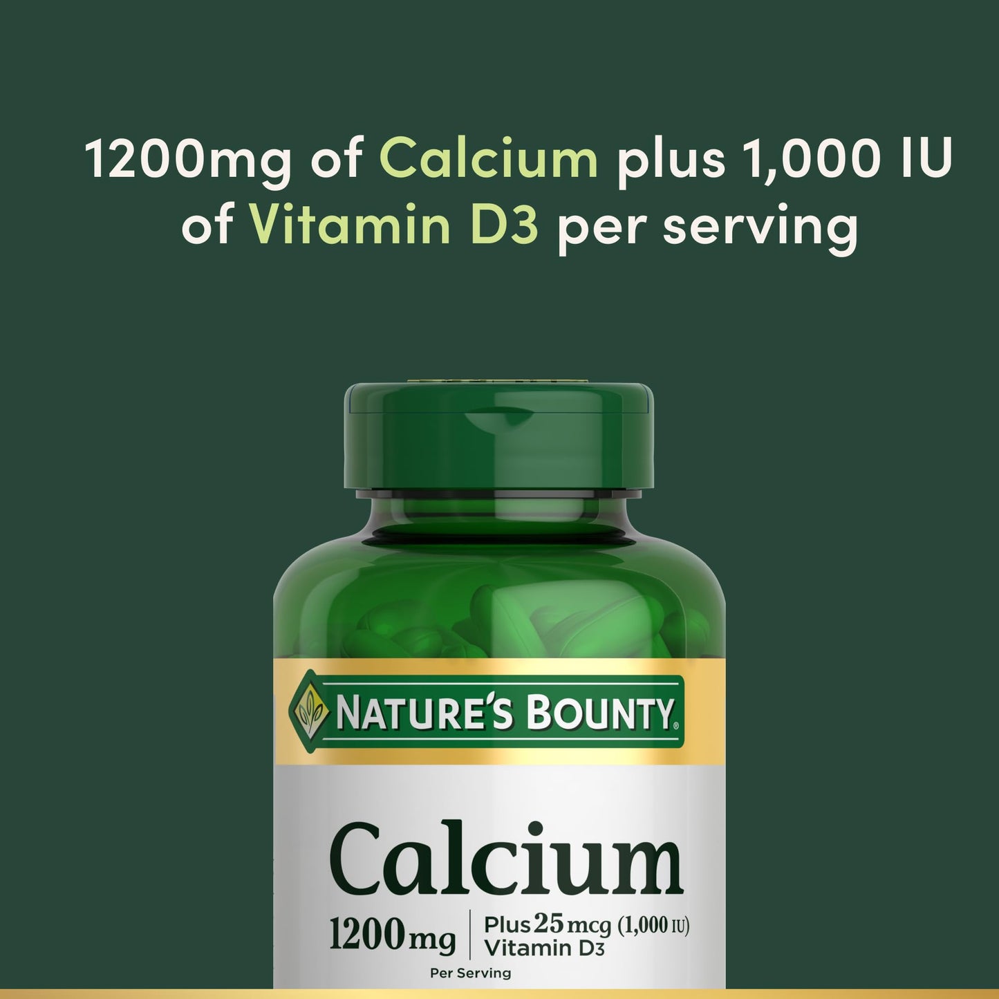 Nature's Bounty Calcium 1200 mg with Vitamin D3 - Bone Health Softgels, Calcium and Vitamin D Supplement, 120 Ct (2-Pack) - dailyvitalstore