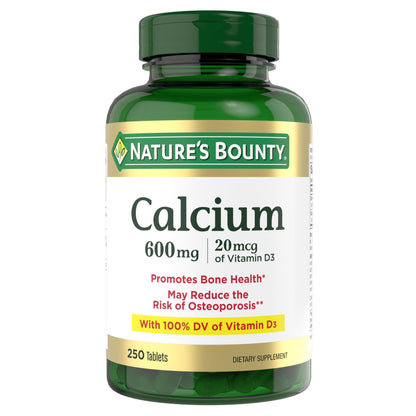 Nature's Bounty Calcium Carbonate & Vitamin D, Supports Immune Health & Bone Health, 600mg Calcium & 800IU Vitamin D3, 250 Tablets - dailyvitalstore