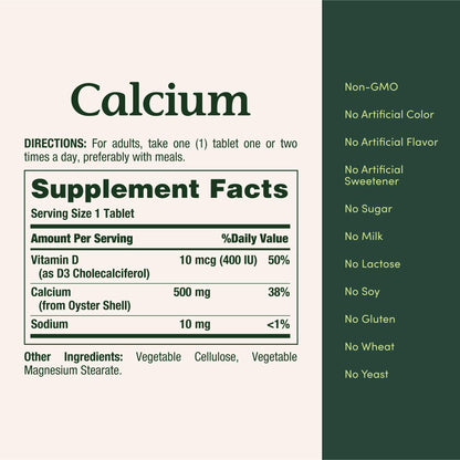 Nature’s Bounty Calcium Plus 400 IU Vitamin D3, Immune Support & Bone Health, 300 Tablets - dailyvitalstore