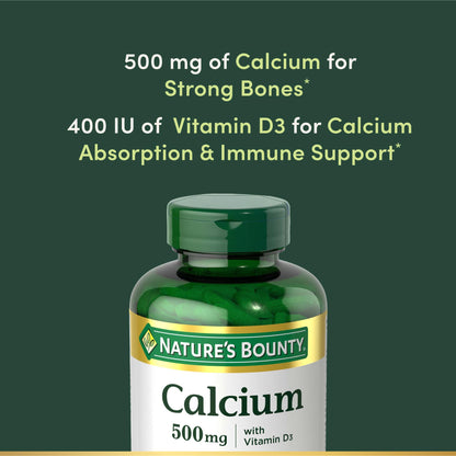 Nature’s Bounty Calcium Plus 400 IU Vitamin D3, Immune Support & Bone Health, 300 Tablets - dailyvitalstore