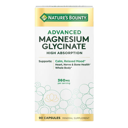 Nature's Bounty Calm Magnesium Glycinate Supplement - High Absorption Magnesium for Relaxed Mood, Heart & Bone Health, 90 Capsules - dailyvitalstore
