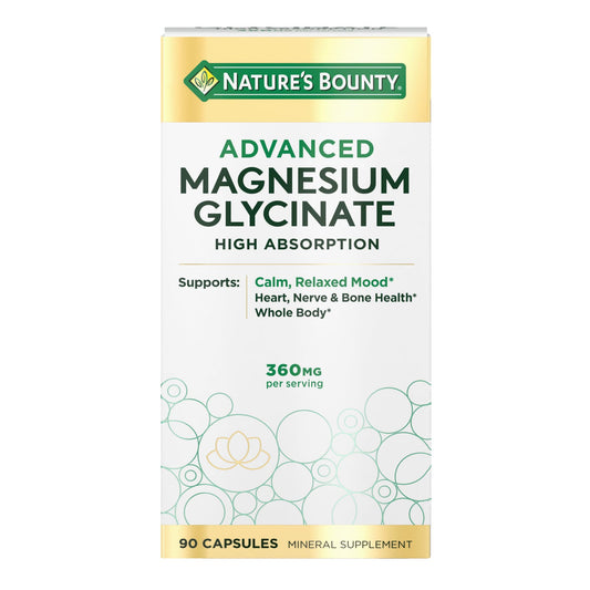 Nature's Bounty Calm Magnesium Glycinate Supplement - High Absorption Magnesium for Relaxed Mood, Heart & Bone Health, 90 Capsules - dailyvitalstore
