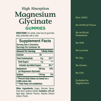 Nature’s Bounty High Absorption Magnesium Glycinate Gummies, 100 mg Magnesium Per Serving, Whole Body Health, No Stick Gummy, Peach Mango Flavor - dailyvitalstore