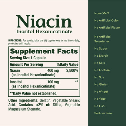 Nature's Bounty Niacin 500mg Flush Free, Cellular Energy Support, Supports Nervous System Health, 120 Capsules - dailyvitalstore