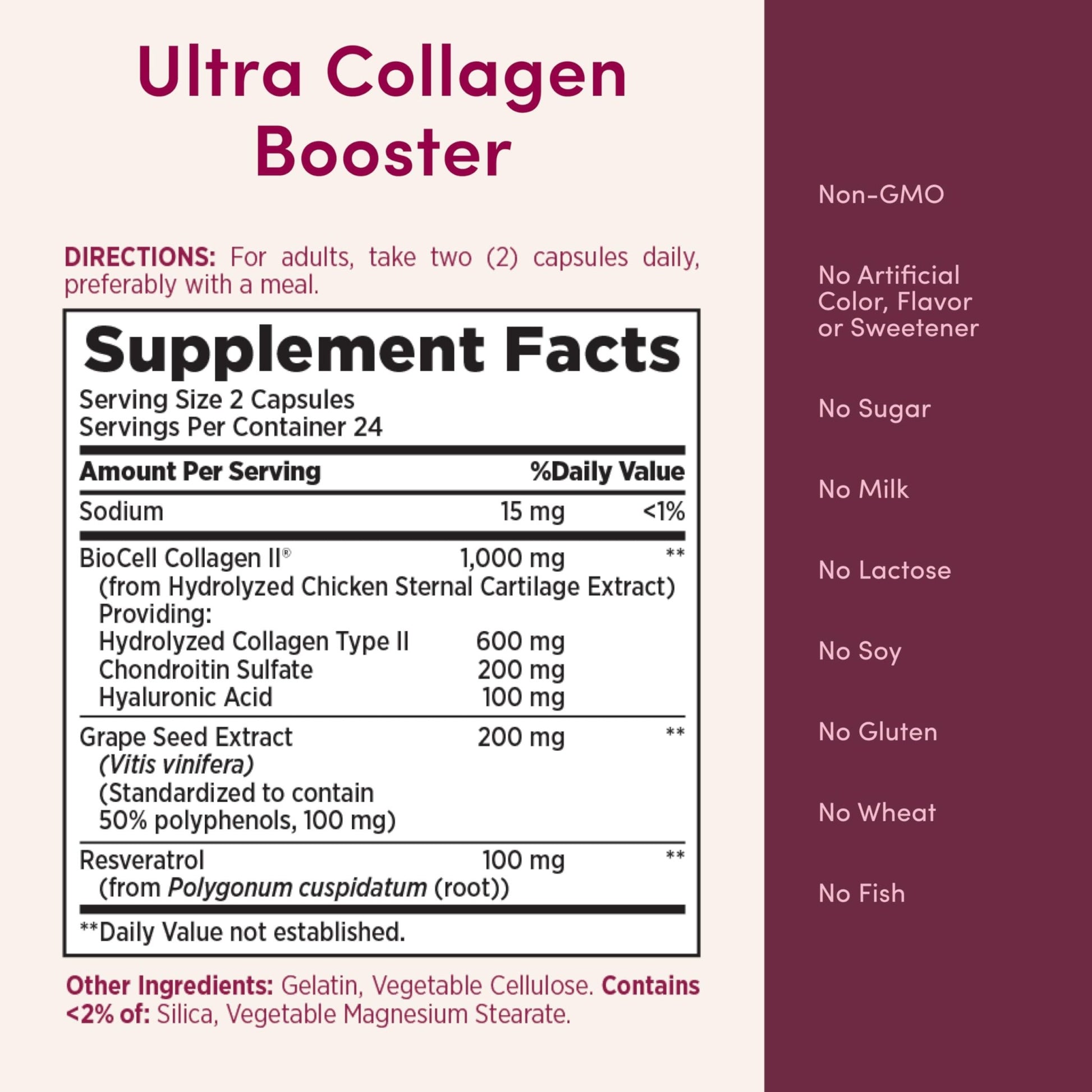 Nature’s Bounty Optimal Solutions Ultra Collagen Booster for Healthy-Aging Supplement, Resveratrol, Hyaluronic Acid – Collagen Capsules for Women, 48 Capsules - dailyvitalstore
