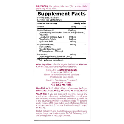 Nature’s Bounty Optimal Solutions Ultra Collagen Booster for Healthy-Aging Supplement, Resveratrol, Hyaluronic Acid – Collagen Capsules for Women, 48 Capsules - dailyvitalstore