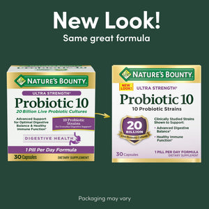 Nature's Bounty Probiotic 10 Daily Probiotic Supplement for Digestive, Immune, and Upper Respiratory Support, Ultra Strength, 30 Capsules 1 Pack - dailyvitalstore