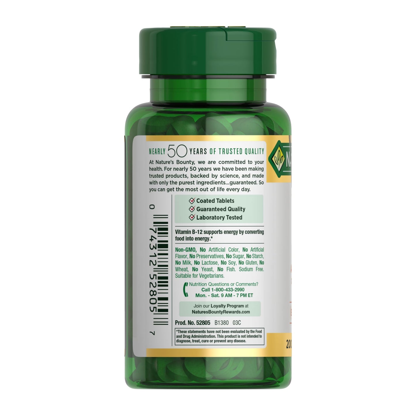 Nature's Bounty Vitamin B12 1000 mcg Supplements, Supports Energy Metabolism, 200 Ct - dailyvitalstore