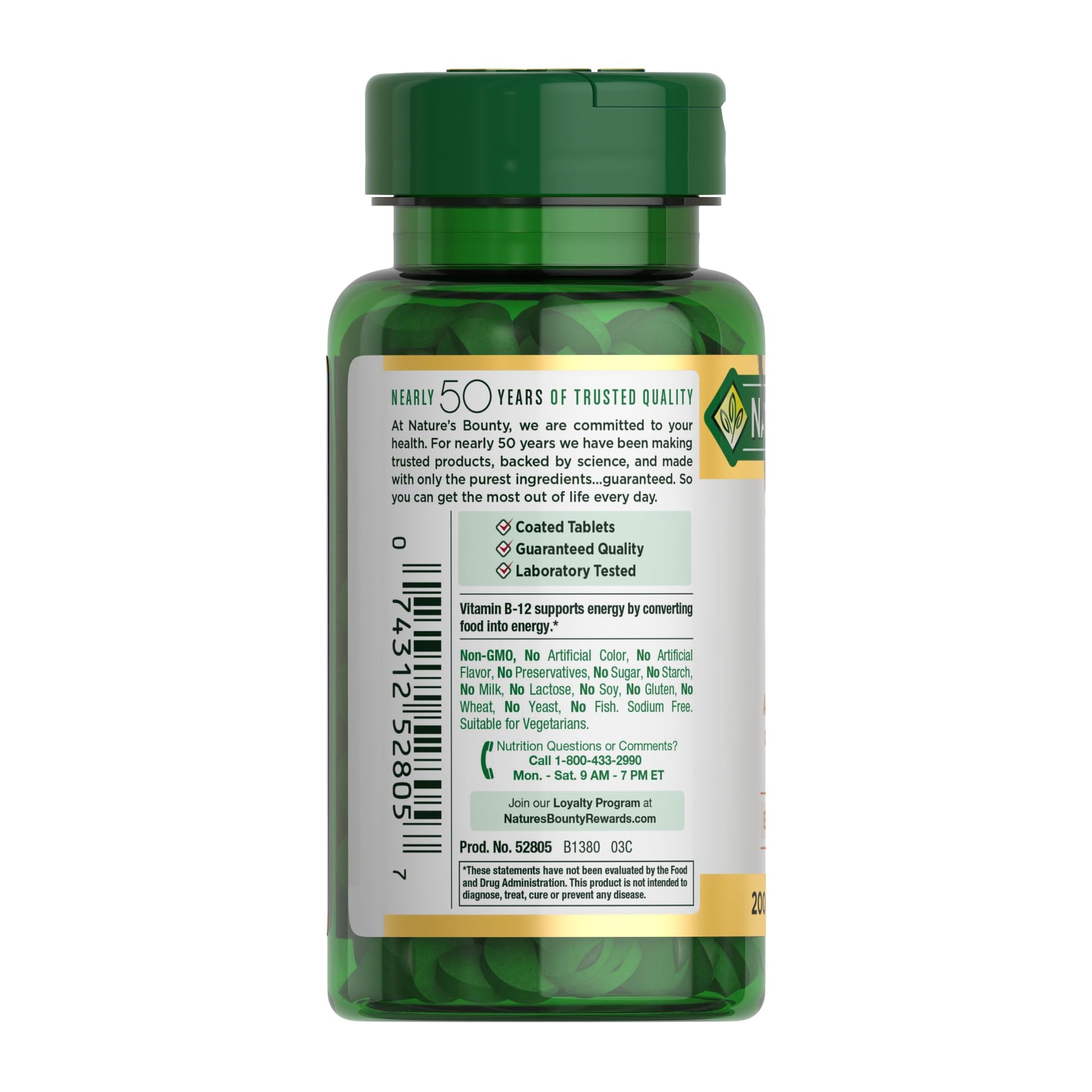 Nature's Bounty Vitamin B12 1000 mcg Supplements, Supports Energy Metabolism, 200 Ct - dailyvitalstore
