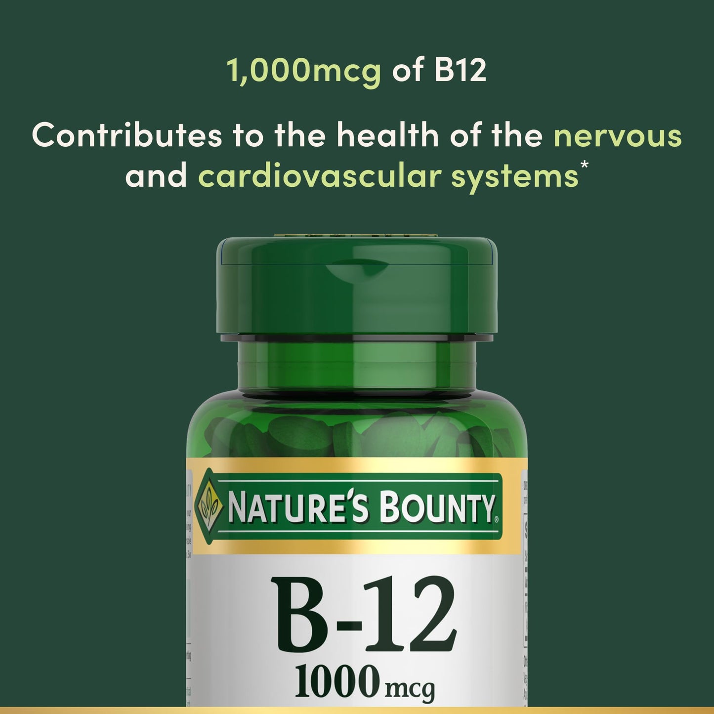 Nature's Bounty Vitamin B12 1000 mcg Supplements, Supports Energy Metabolism, 200 Ct - dailyvitalstore