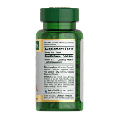 Nature's Bounty Vitamin B12 1000 mcg Supplements, Supports Energy Metabolism, 200 Ct - dailyvitalstore