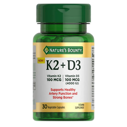 Nature’s Bounty Vitamin D3 K2 Supplement, 4000 IU Vitamin D3 plus 100 mcg of Vitamin K Supplements - dailyvitalstore