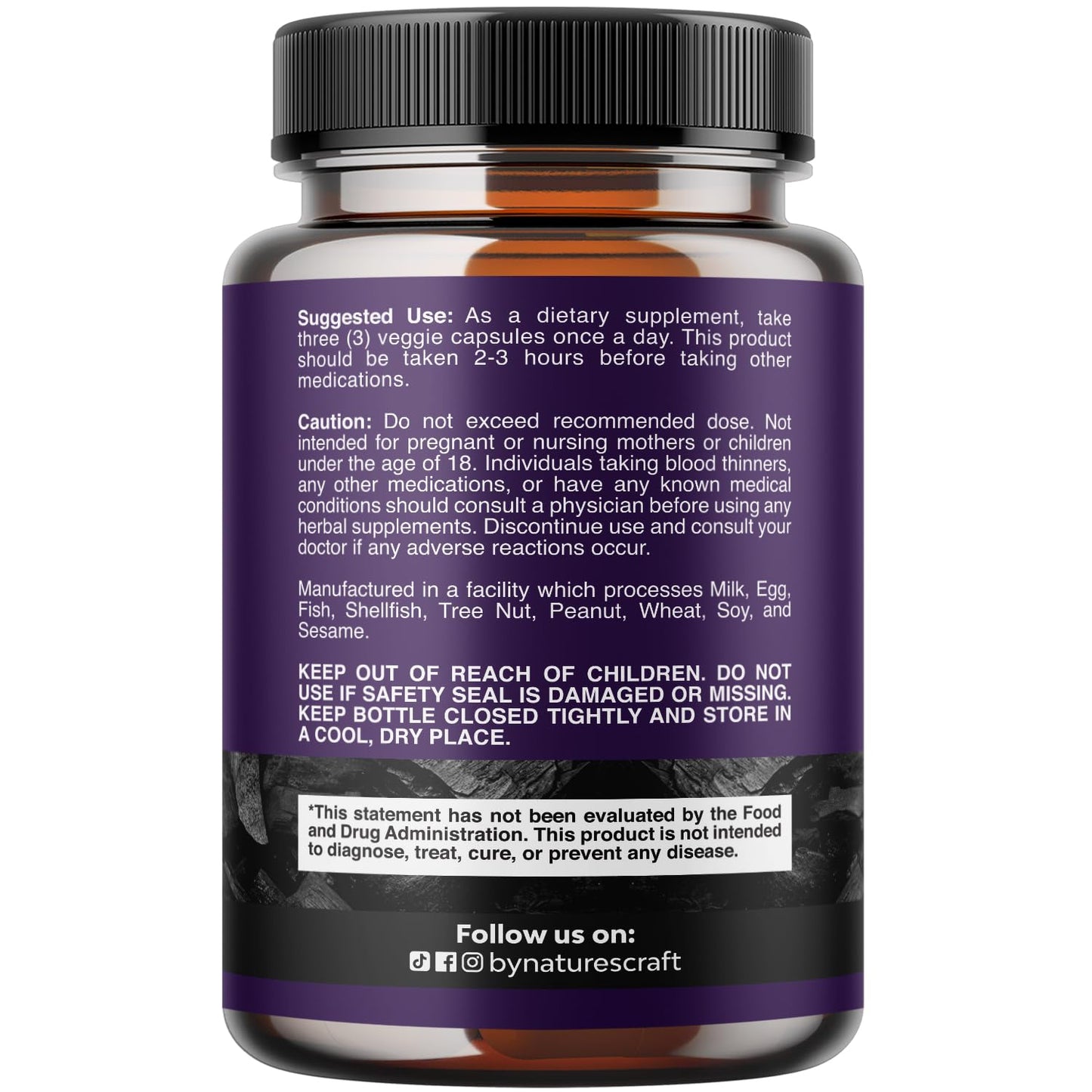 Natures Craft Activated Charcoal Pills Detox & Cleanse - Purifying Coconut Capsules with 1200 mg Per Serving for Bloating Relief - dailyvitalstore