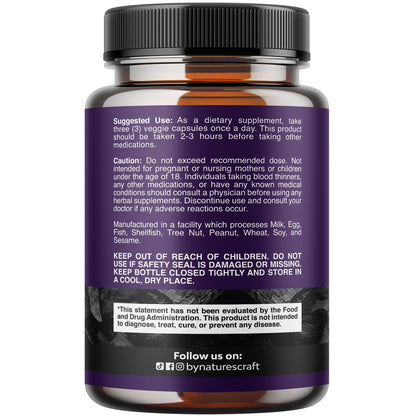 Natures Craft Activated Charcoal Pills Detox & Cleanse - Purifying Coconut Capsules with 1200 mg Per Serving for Bloating Relief - dailyvitalstore