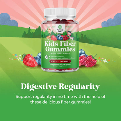 Natures Craft High Prebiotic Fiber Gummies for Kids - Dietary Fiber Supplements for Digestion & Constipation - Chicory Root Kids Immune Gummies - Non-GMO - dailyvitalstore