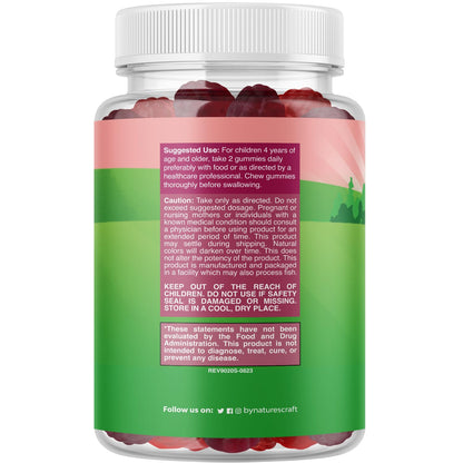 Natures Craft High Prebiotic Fiber Gummies for Kids - Dietary Fiber Supplements for Digestion & Constipation - Chicory Root Kids Immune Gummies - Non-GMO - dailyvitalstore