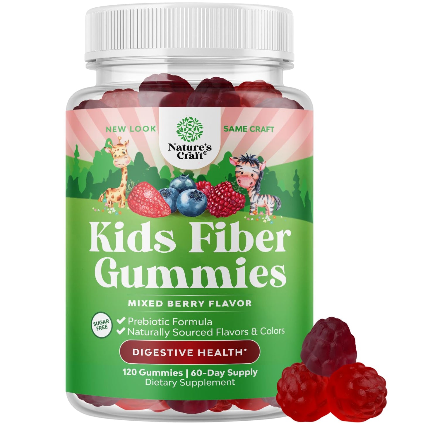 Natures Craft High Prebiotic Fiber Gummies for Kids - Dietary Fiber Supplements for Digestion & Constipation - Chicory Root Kids Immune Gummies - Non-GMO - dailyvitalstore
