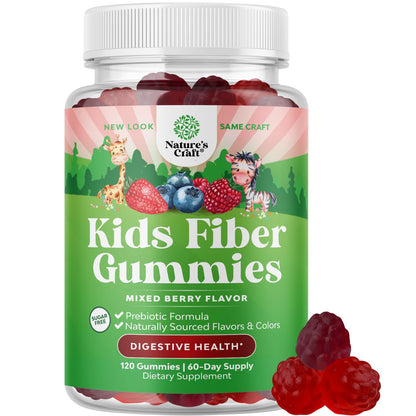 Natures Craft High Prebiotic Fiber Gummies for Kids - Dietary Fiber Supplements for Digestion & Constipation - Chicory Root Kids Immune Gummies - Non-GMO - dailyvitalstore
