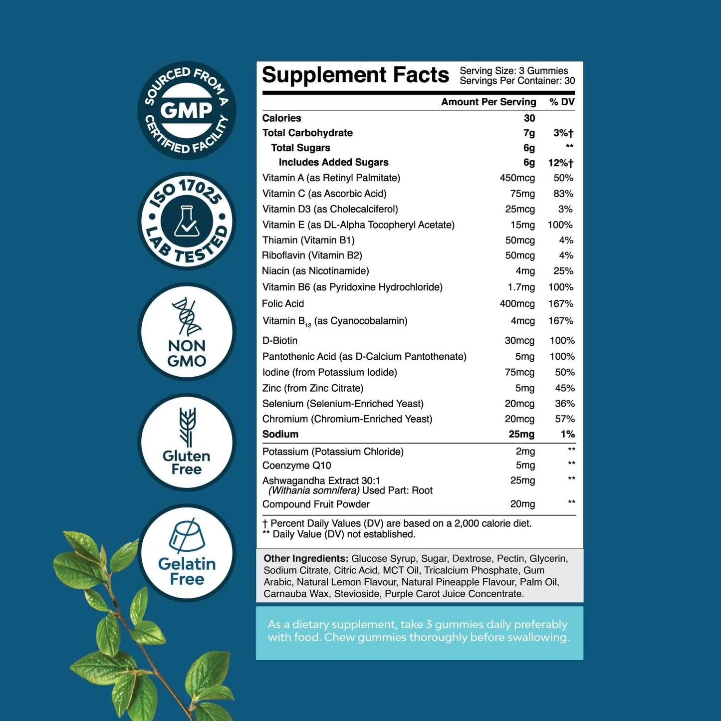 Natures Craft Men's Multivitamin Gummies with Superfood Complex - Daily Multivitamin for Men Gummies with CoQ10 and Ashwagandha - dailyvitalstore