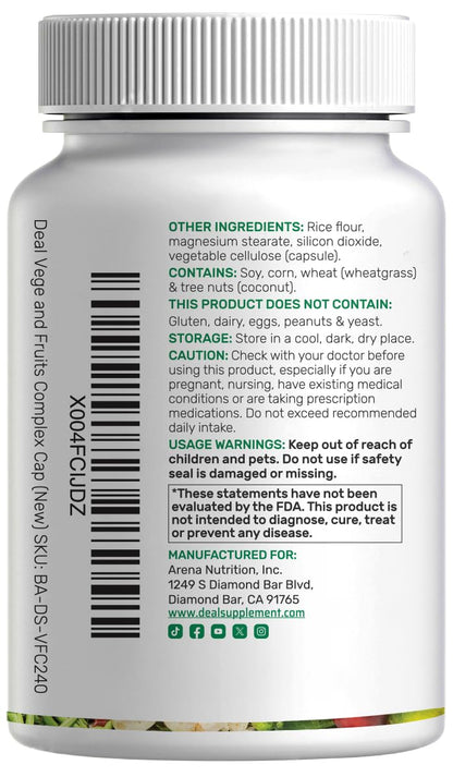 Nature’s Fruits & Veggies Supplement, 240 Veggie Capsules – 80 Whole Food Superfoods for Daily Balance – 40 Fruits with 40 Vegetables and Greens – Non-GMO, Gluten Free - dailyvitalstore