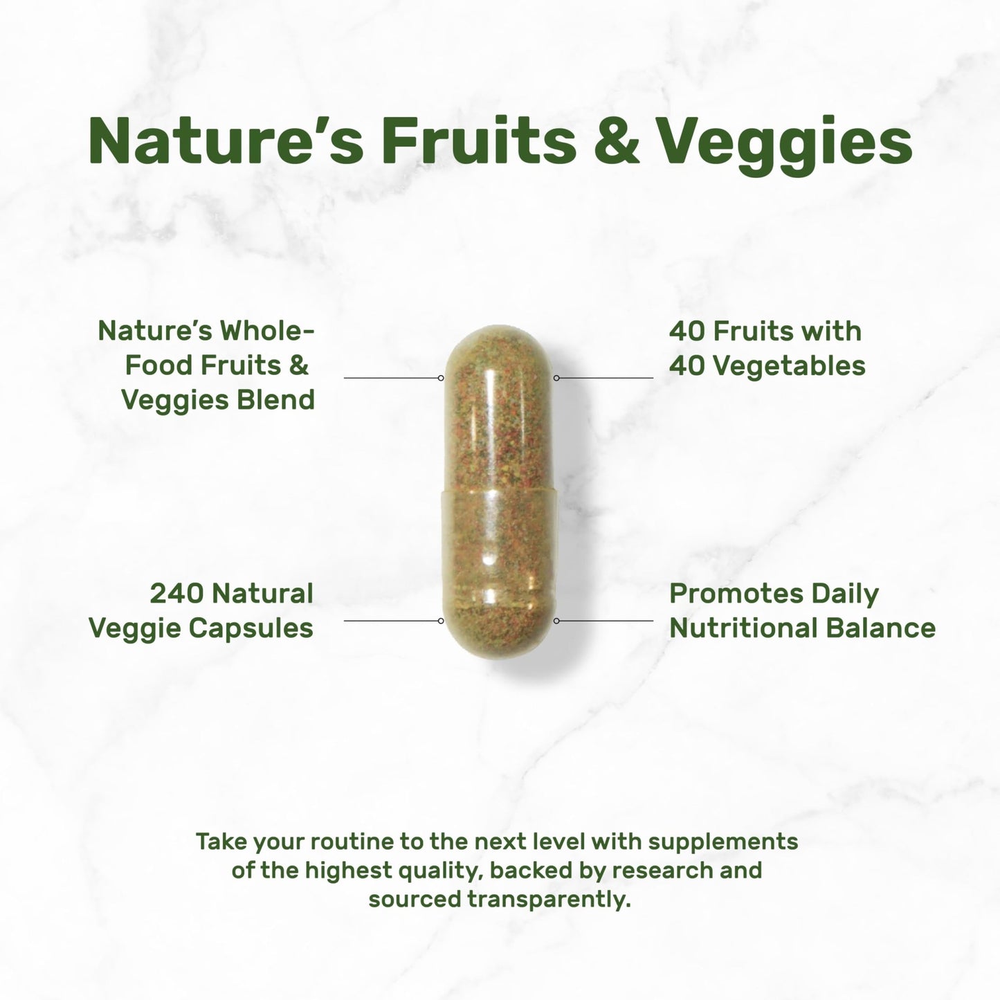 Nature’s Fruits & Veggies Supplement, 240 Veggie Capsules – 80 Whole Food Superfoods for Daily Balance – 40 Fruits with 40 Vegetables and Greens – Non-GMO, Gluten Free - dailyvitalstore