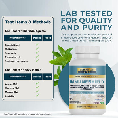 Nature's Lab Gold ImmuneShield - Supports Immune System Health & General Wellness* - 90 Capsules (30 Day Supply) - dailyvitalstore