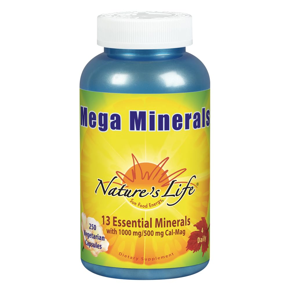 Nature's Life Mega Minerals Complex | Complete Multi Mineral + Vitamin D Supplement | 250 Vegetarian Capsules - dailyvitalstore