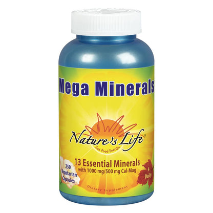 Nature's Life Mega Minerals Complex | Complete Multi Mineral + Vitamin D Supplement | 250 Vegetarian Capsules - dailyvitalstore