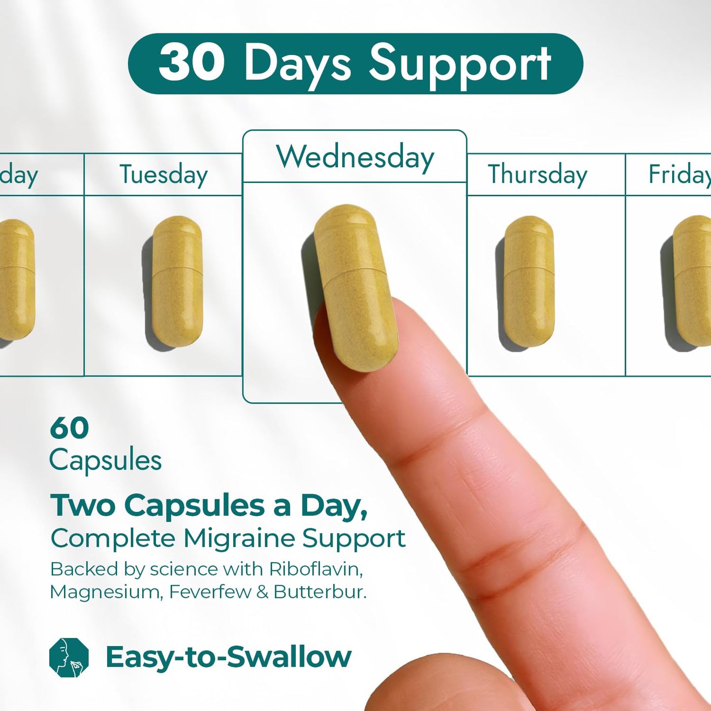 Nature's Nectar Migraine Prevention Feverfew Capsules – PA Free Butterbur Root, Riboflavin 400 mg, Magnesium & Feverfew – Natural Migraine Supplement – 60 Capsules - dailyvitalstore
