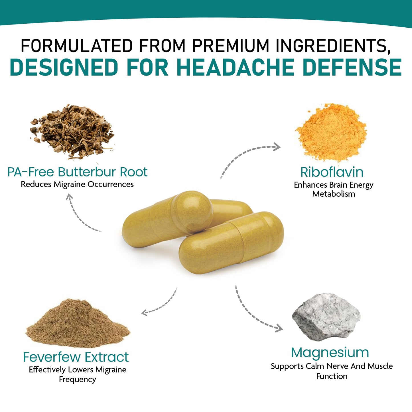 Nature's Nectar Migraine Prevention Feverfew Capsules – PA Free Butterbur Root, Riboflavin 400 mg, Magnesium & Feverfew – Natural Migraine Supplement – 60 Capsules - dailyvitalstore