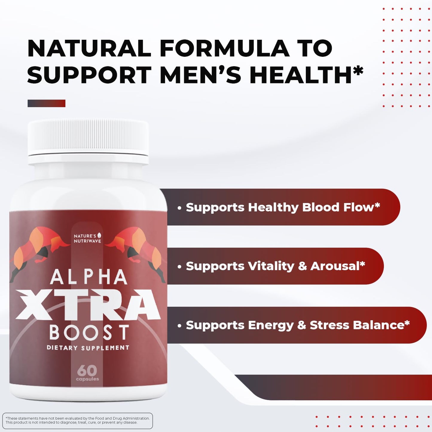 Nature’s NutriWave Alpha XtraBoost Capsules – Natural Men’s Supplement with Saw Palmetto, Fenugreek, L-Tyrosine & Herbal Blend, Made in USA – 60 Caps, 1 Month Supply - dailyvitalstore