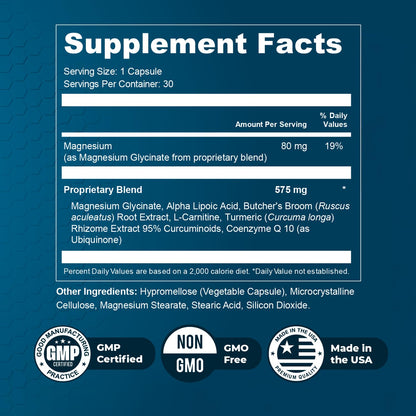 Nature’s NutriWave Alphacur – Natural Supplement with Magnesium, Alpha Lipoic Acid, Turmeric & CoQ10 – Non-GMO, 100% Natural, Made in the USA, GMP-Certified – 30 Capsules, 2 Month Supply - dailyvitalstore