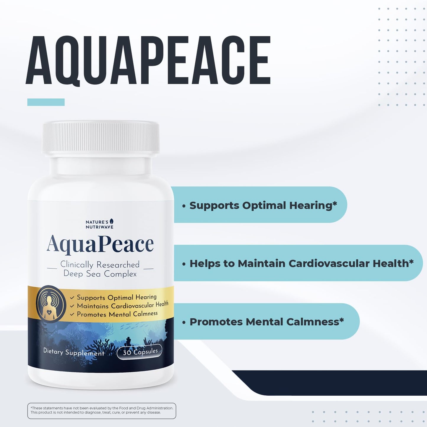 Nature’s NutriWave AquaPeace – Aqua Peace Caps Daily Marine-Based Supplement with Seaweed & Algae Extracts – Clean, Stimulant-Free Formula – Non-GMO, Made in USA - 30 Capsules, 1 Month Supply - dailyvitalstore