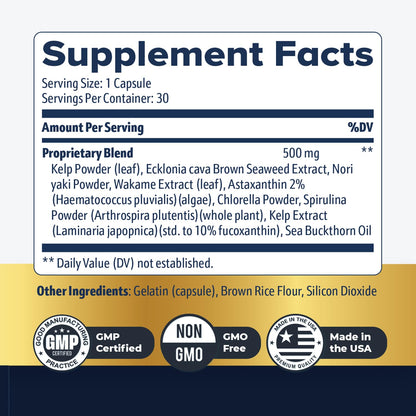Nature’s NutriWave AquaPeace – Aqua Peace Caps Daily Marine-Based Supplement with Seaweed & Algae Extracts – Clean, Stimulant-Free Formula – Non-GMO, Made in USA - 30 Capsules, 1 Month Supply - dailyvitalstore