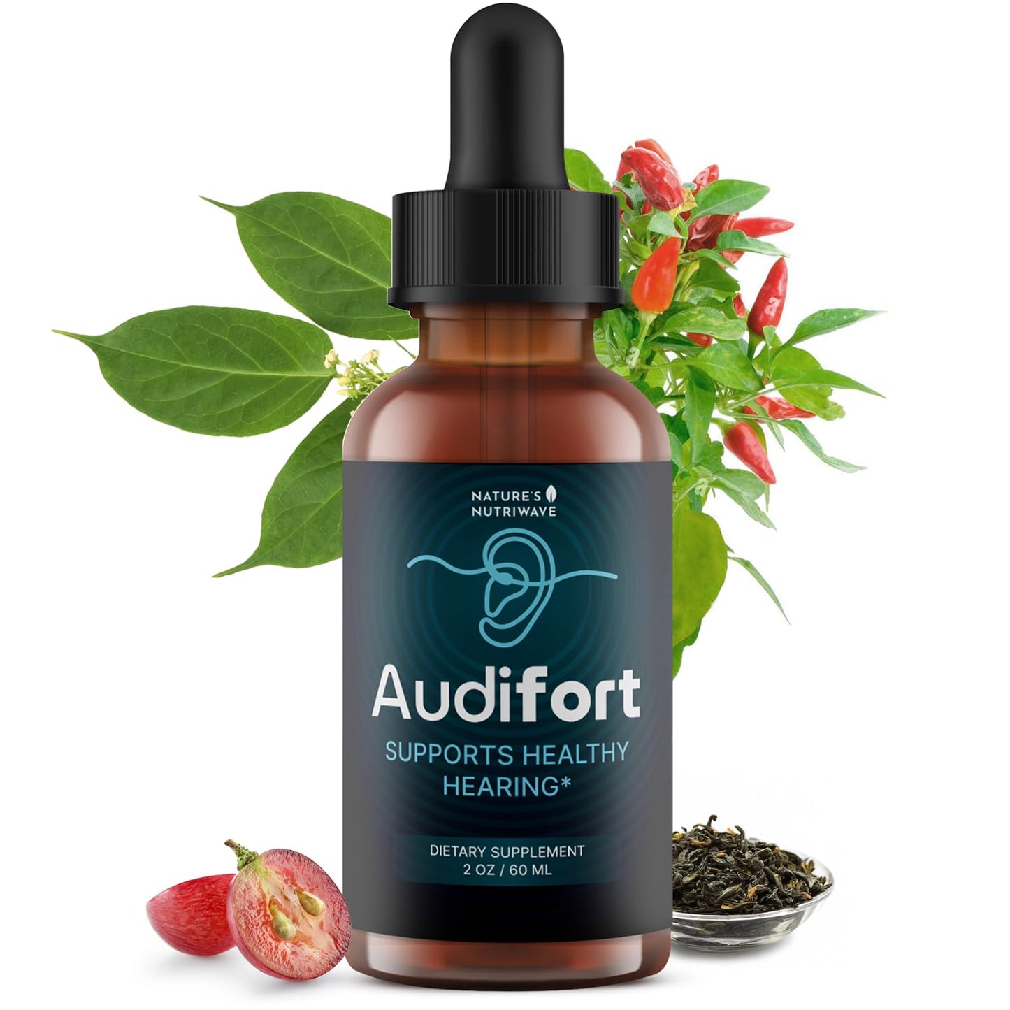 Nature’s NutriWave Audifort Drops – Herbal Liquid Supplement with Grape Seed & Panax Ginseng – Non-GMO, Easy-to-Take, Made in the USA – 60 Servings, 1 Month Supply - dailyvitalstore