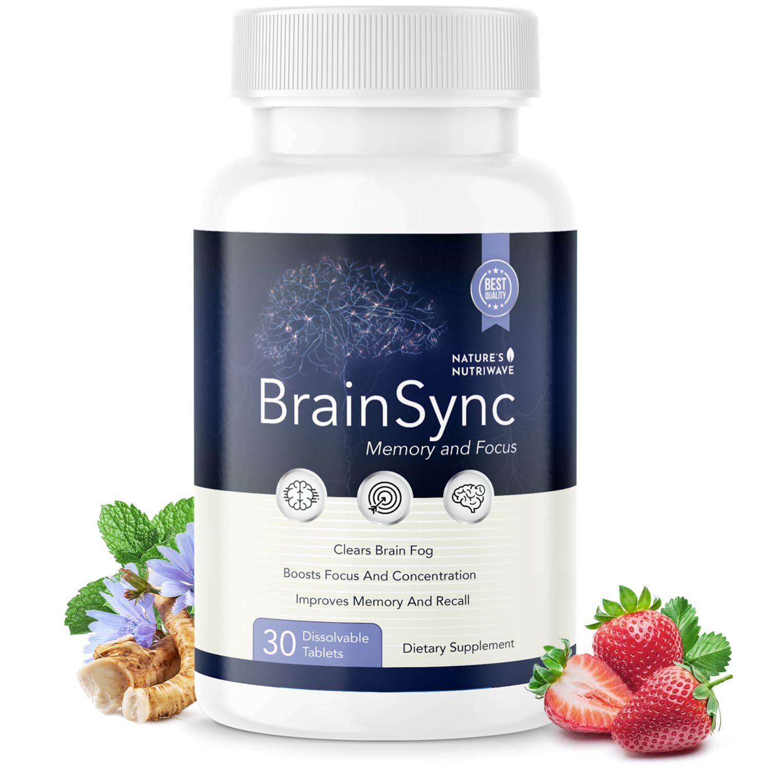 Nature’s NutriWave BrainSync Probiotic Supplement – Supports Daily Wellness & Gut-Brain Balance – 3.6 Billion CFU – 30 Dissolvable Tablets, 1 Month Supply - dailyvitalstore
