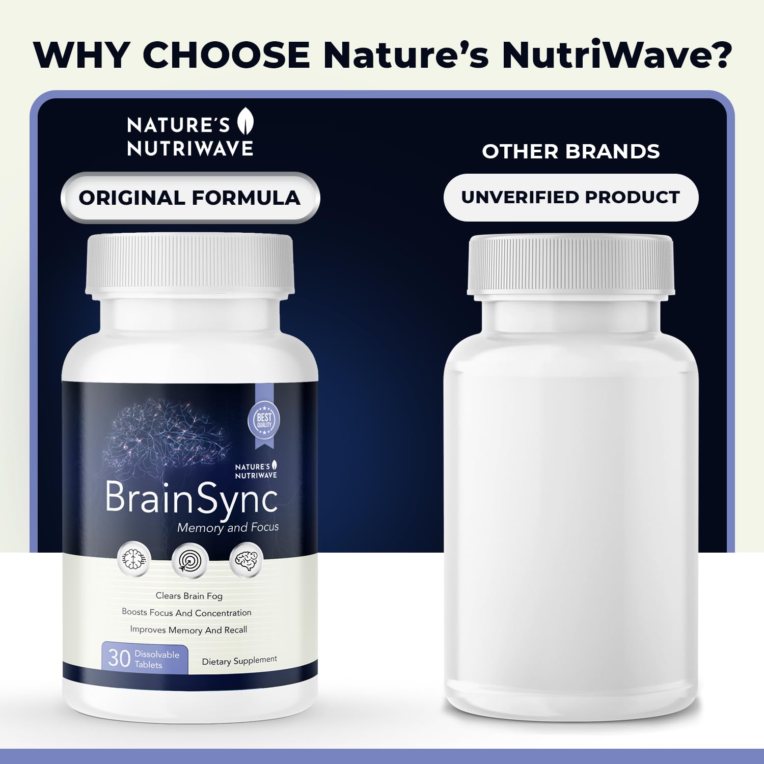 Nature’s NutriWave BrainSync Probiotic Supplement – Supports Daily Wellness & Gut-Brain Balance – 3.6 Billion CFU – 30 Dissolvable Tablets, 1 Month Supply - dailyvitalstore